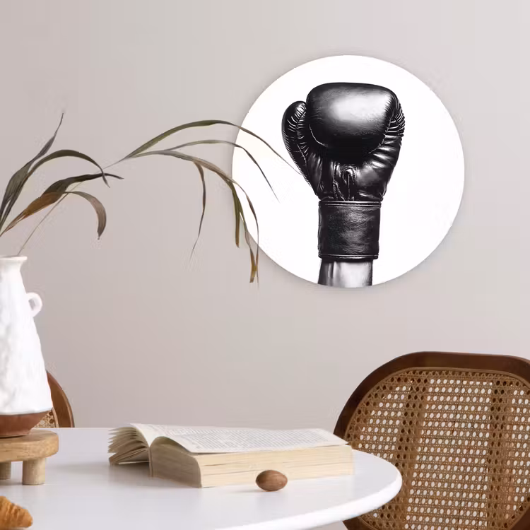 Wandcirkel - Glas - Bokshandschoen - Zwart - Hand — 4