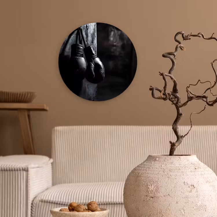 Wandcirkel - Glas - Bokshandschoenen - Muur - Duister - Zwart — 2