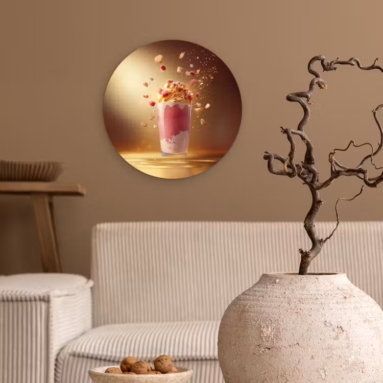 Wandcirkel - Glas - Framboos - Smoothie - Drinken - Roze — 2