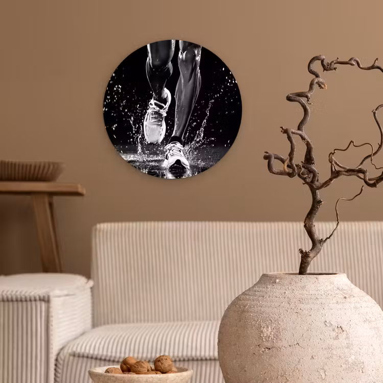 Wandcirkel - Glas - Hardloopschoenen - Rennen - Druppels - Zwart — 2
