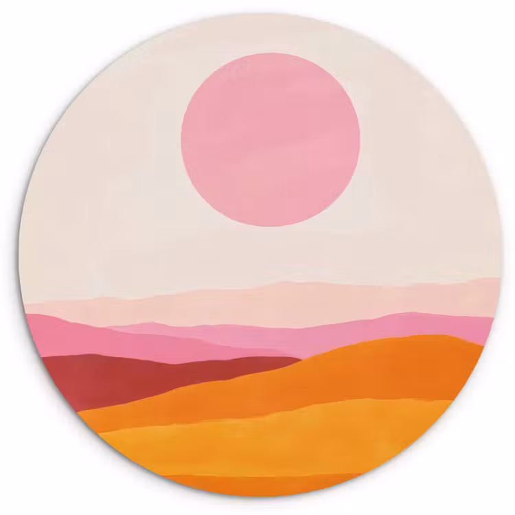 Wandcirkel - Glas - Heuvels - Oranje - Zon - Abstract — 1