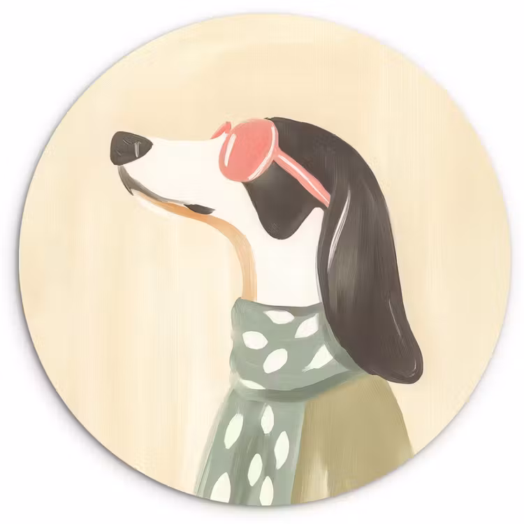 Wandcirkel - Glas - Hond - Zonnebril - Sjaal — 1