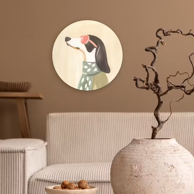 Wandcirkel - Glas - Hond - Zonnebril - Sjaal — 2