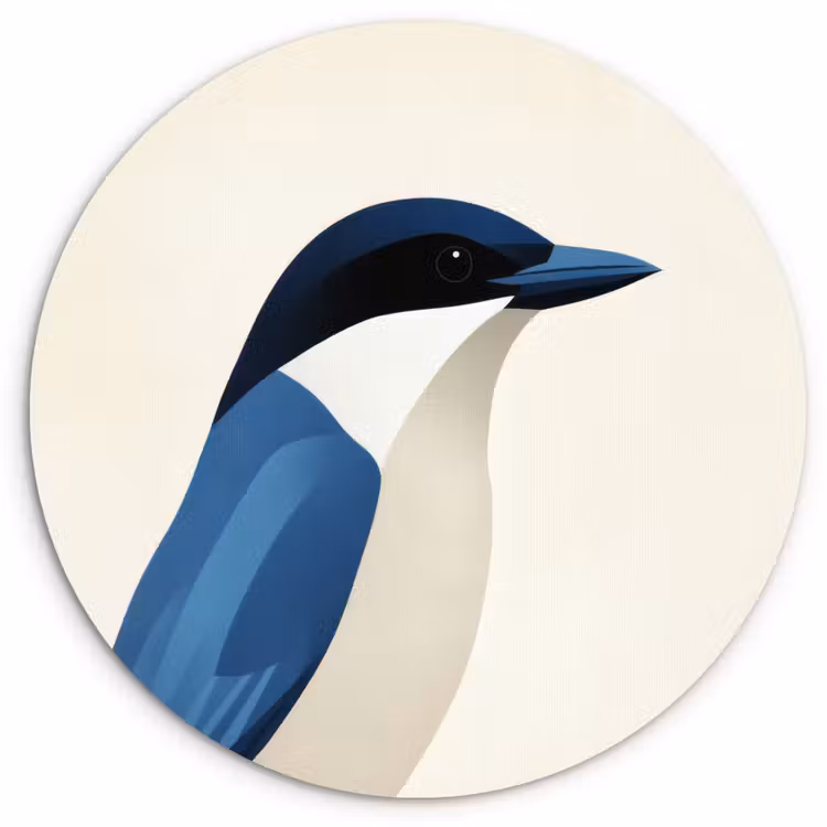 Wandcirkel - Glas - Illustratie - Blauw - Vogel — 1