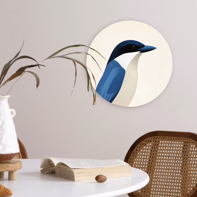 Wandcirkel - Glas - Illustratie - Blauw - Vogel — 4