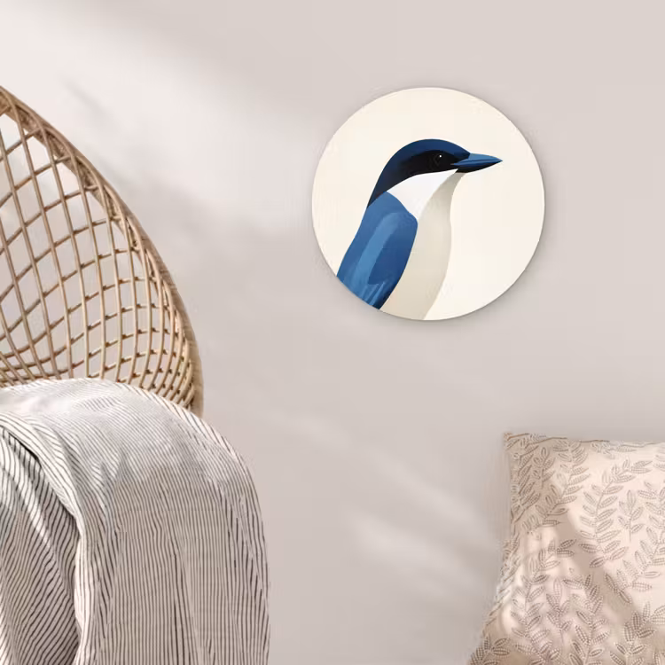 Wandcirkel - Glas - Illustratie - Blauw - Vogel — 5
