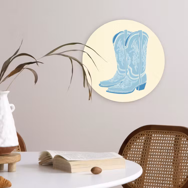 Wandcirkel - Glas - Illustratie - Cowboylaarzen - Patroon — 4
