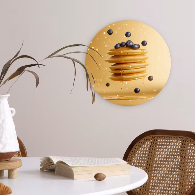 Wandcirkel - Glas - Pannenkoeken - Eten - Honing - Geel — 4