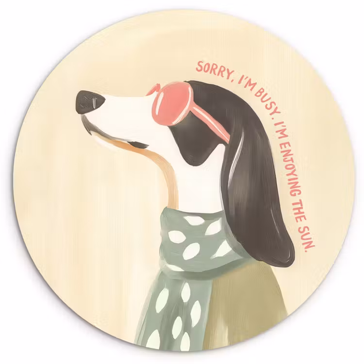 Wandcirkel - Glas - Quote - Hond - Zonnebril — 1