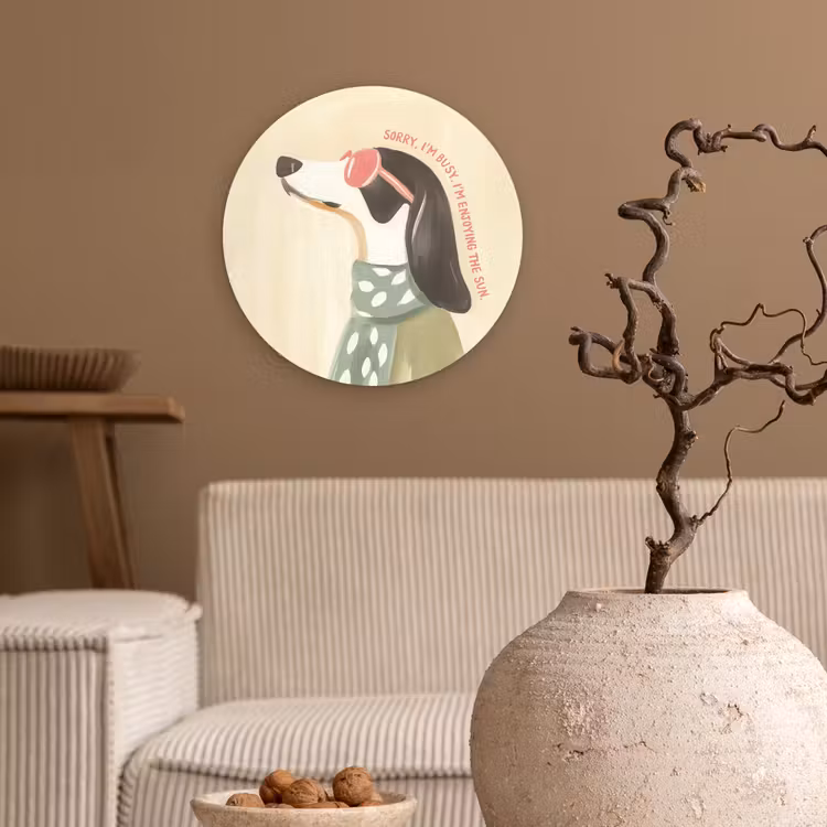 Wandcirkel - Glas - Quote - Hond - Zonnebril — 2