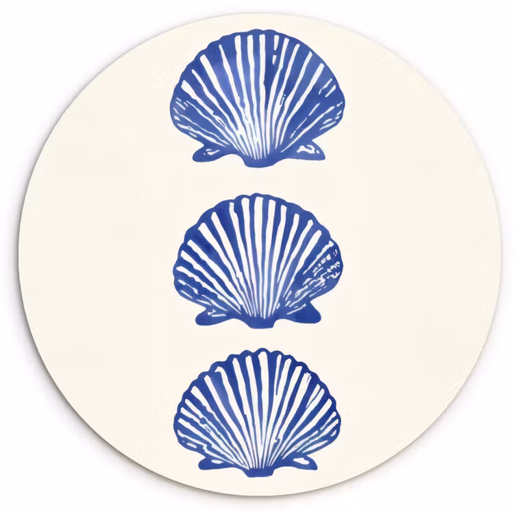Wandcirkel - Glas - Schelpen - Blauw - Patroon — 1