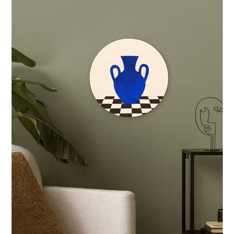 Wandcirkel - Glas - Vaas - Blauw - Geblokt - Modern — 3