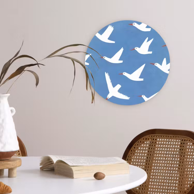 Wandcirkel - Glas - Vogels - Wit - Patroon — 4