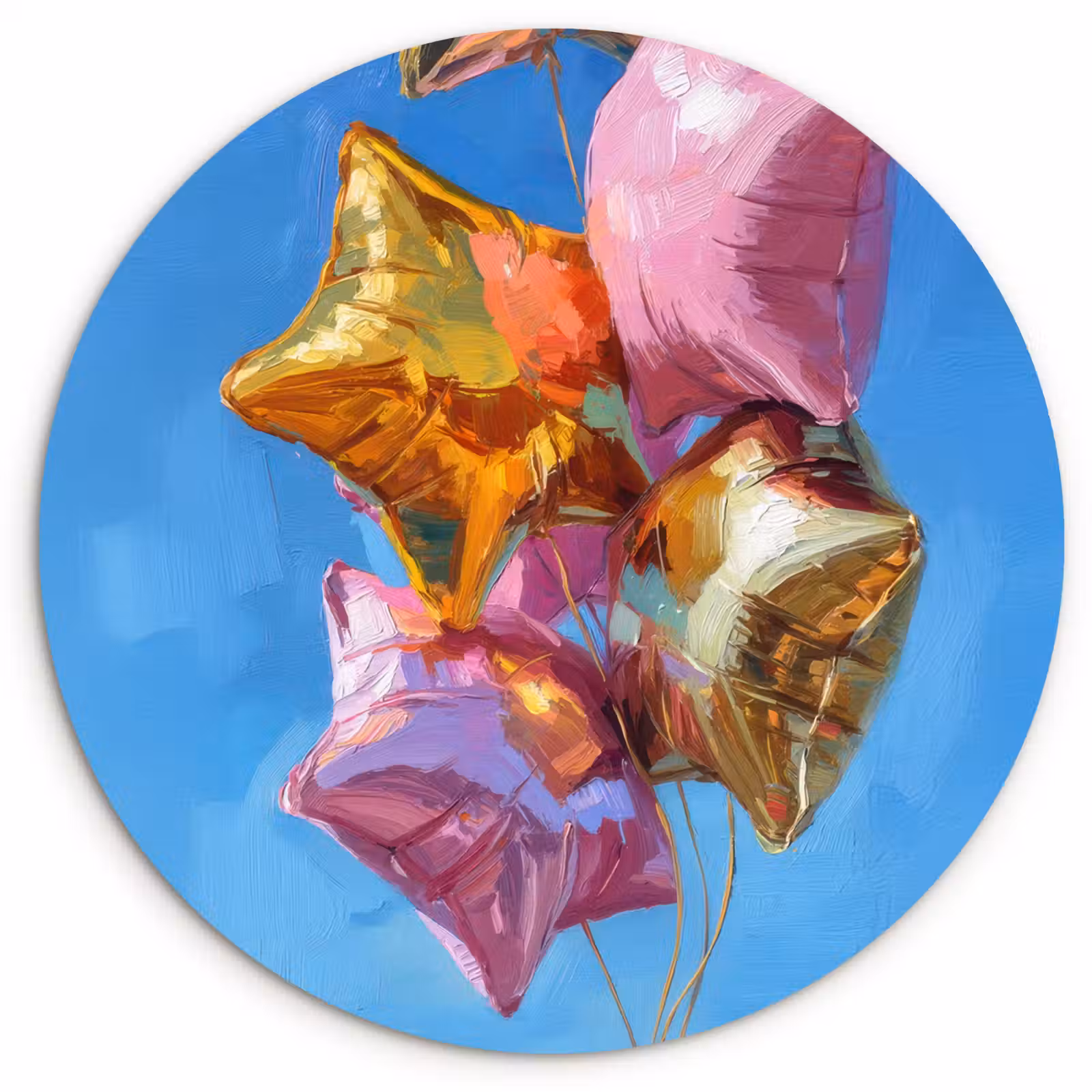 Wandcirkel - Glas - Ballonnen - Goud - Stervorm - Roze — 1