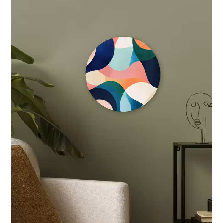 Wandcirkel - Glas - Abstract - Blauw - Roze — 3