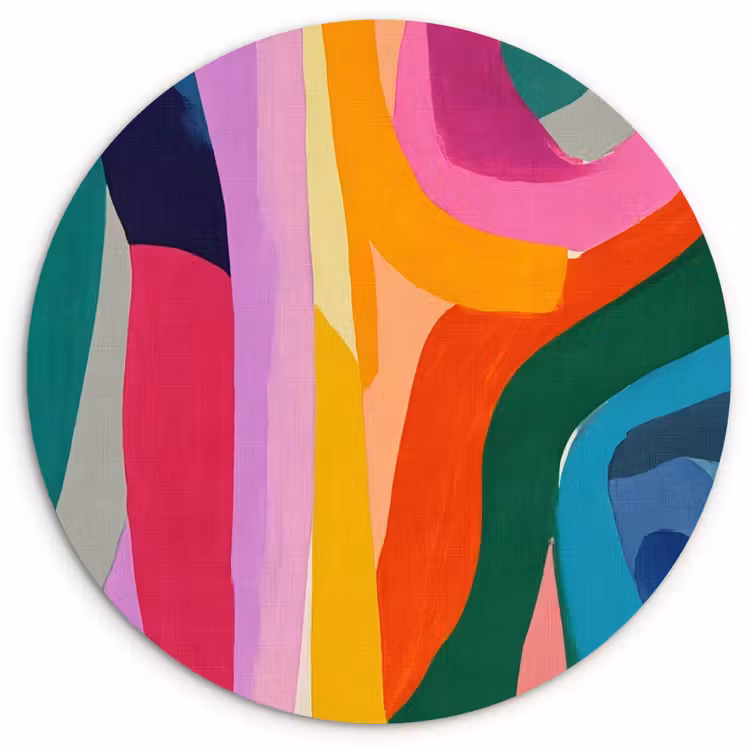 Wandcirkel - Glas - Abstract - Kleurrijk - Golven - Lijnen — 1