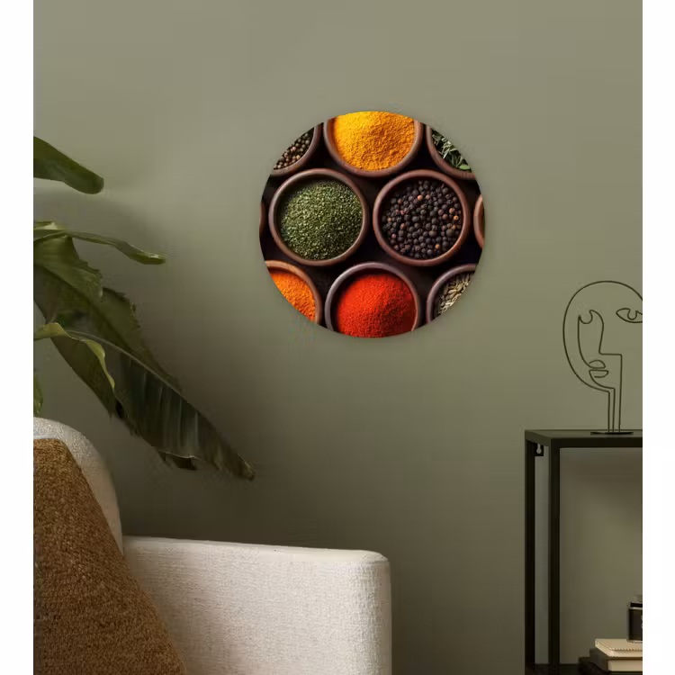 Wandcirkel - Glas - Bakjes - Hout - Kruiden - Kleurrijk — 3