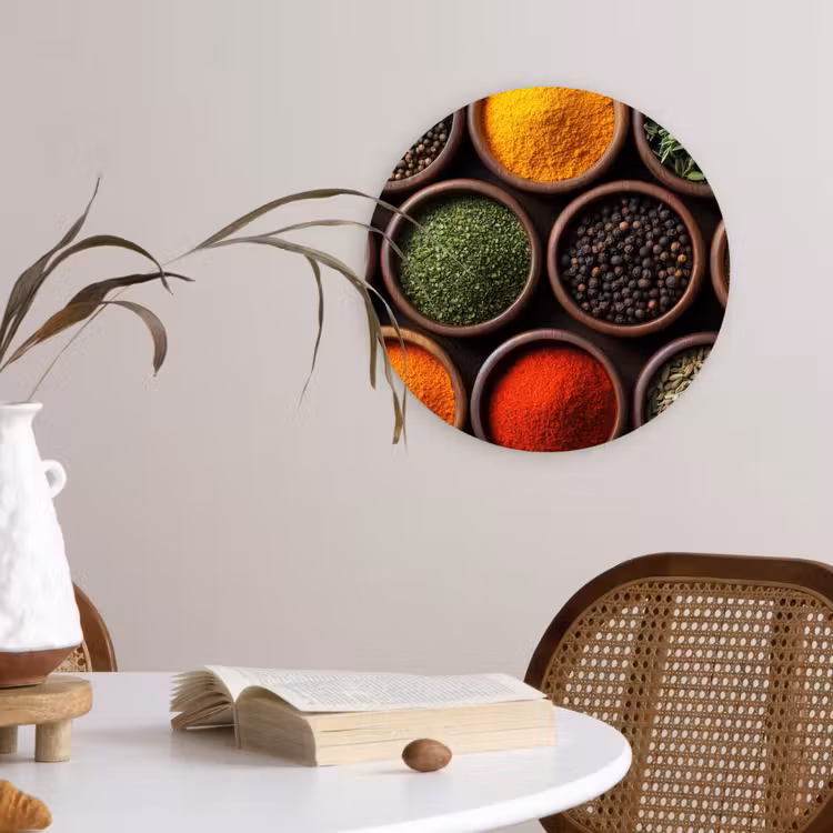 Wandcirkel - Glas - Bakjes - Hout - Kruiden - Kleurrijk — 4