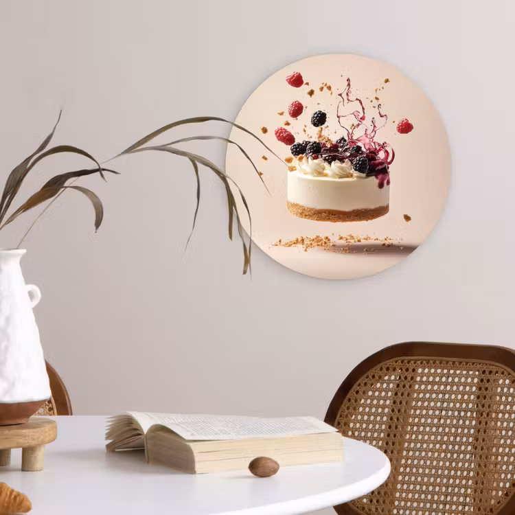 Wandcirkel - Glas - Cheesecake - Eten - Roze - Taart — 4