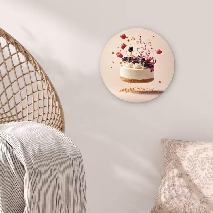 Wandcirkel - Glas - Cheesecake - Eten - Roze - Taart — 5