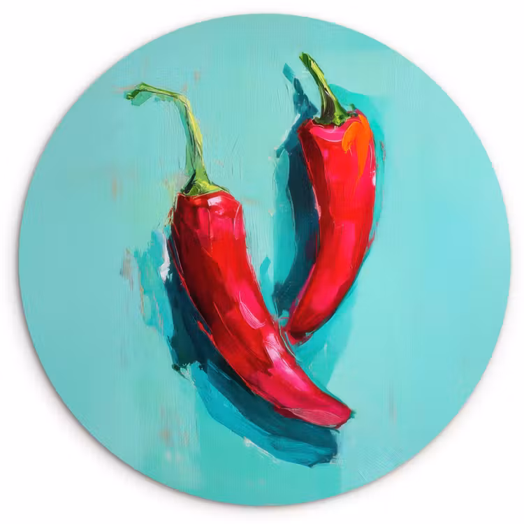 Wandcirkel - Glas - Chilipepers - Geverfd - Rood — 1