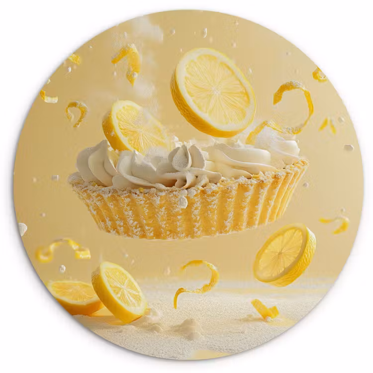 Wandcirkel - Glas - Citroen - Taart - Eten - Geel — 1