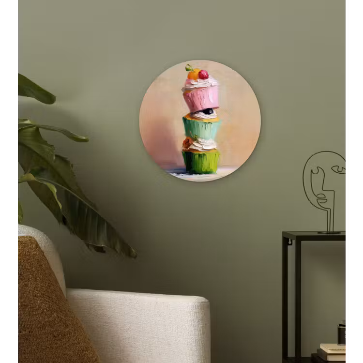 Wandcirkel - Glas - Cupcakes - Gestapeld - Kleurrijk - Fruit — 3
