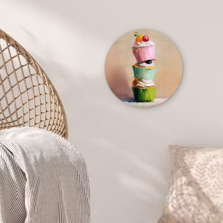 Wandcirkel - Glas - Cupcakes - Gestapeld - Kleurrijk - Fruit — 5