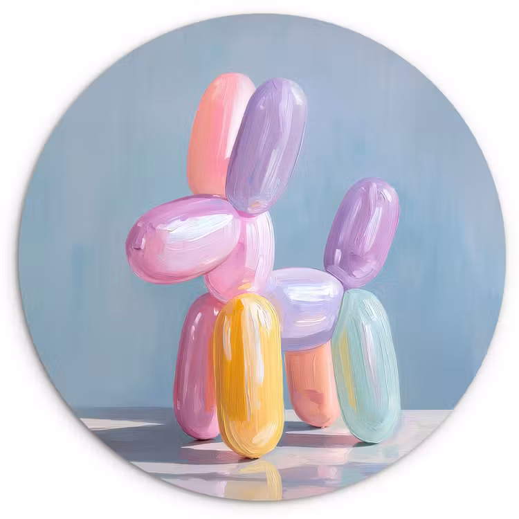 Wandcirkel - Glas - Dier - Ballon - Pasteltinten - Glanzend — 1