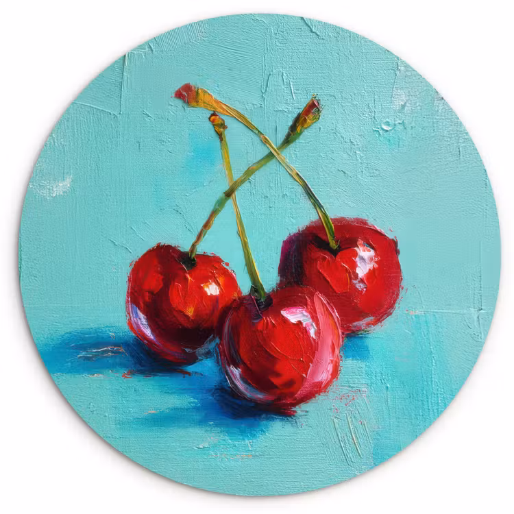 Wandcirkel - Glas - Kersen - Rood - Drie - Geverfd — 1