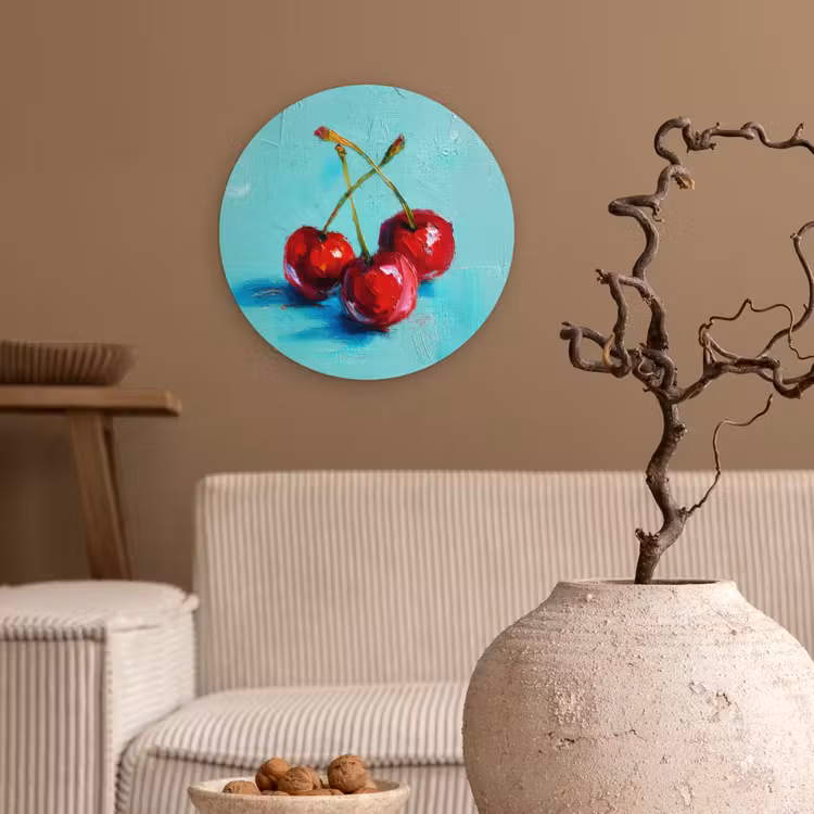 Wandcirkel - Glas - Kersen - Rood - Drie - Geverfd — 2