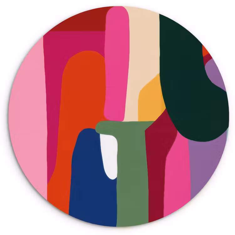 Wandcirkel - Glas - Kleurvakken - Recht - Rond - Abstract — 1