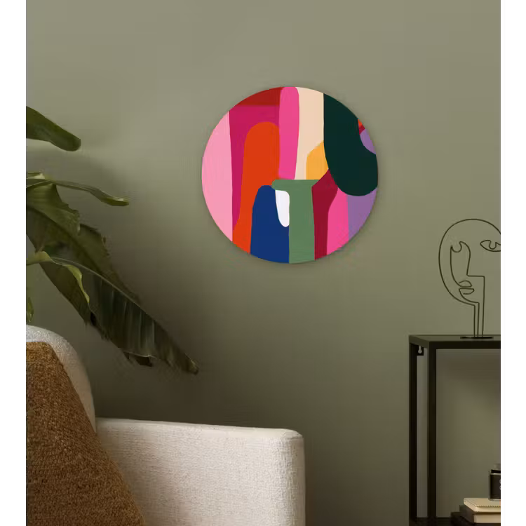 Wandcirkel - Glas - Kleurvakken - Recht - Rond - Abstract — 3