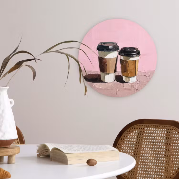 Wandcirkel - Glas - Koffiebekers - Deksel - Verf - Textuur — 4