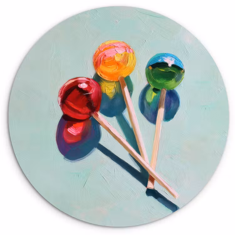 Wandcirkel - Glas - Lollys - Schaduw - Drie - Blauw — 1