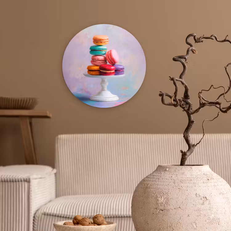 Wandcirkel - Glas - Macarons - Schaal - Pastel - Kleurrijk — 2