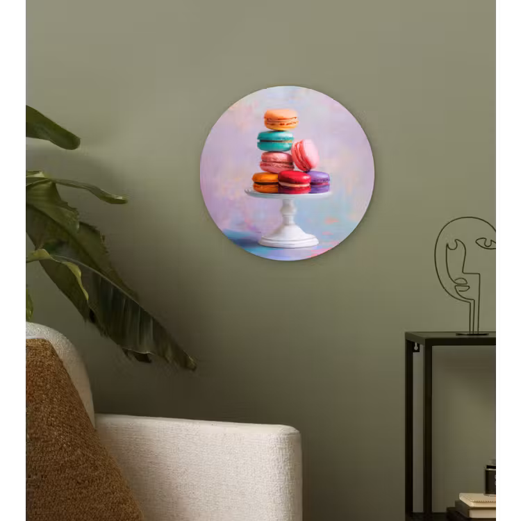 Wandcirkel - Glas - Macarons - Schaal - Pastel - Kleurrijk — 3