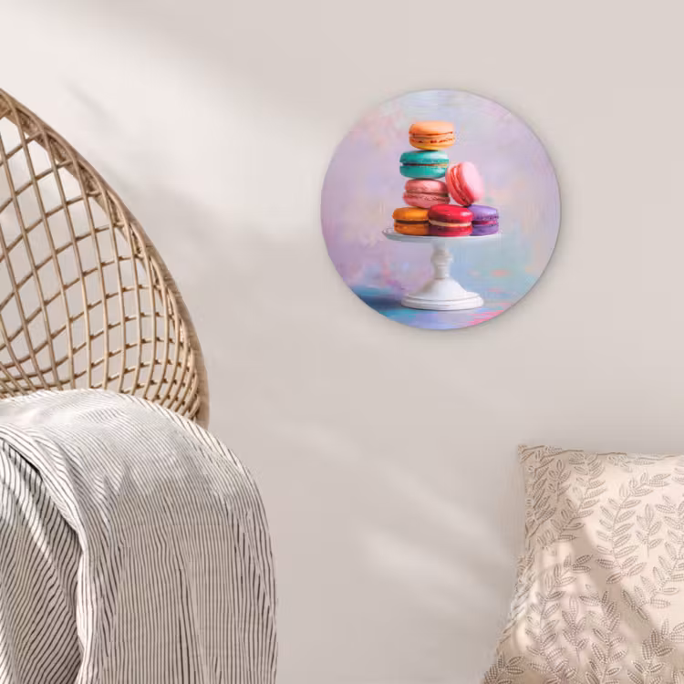 Wandcirkel - Glas - Macarons - Schaal - Pastel - Kleurrijk — 5