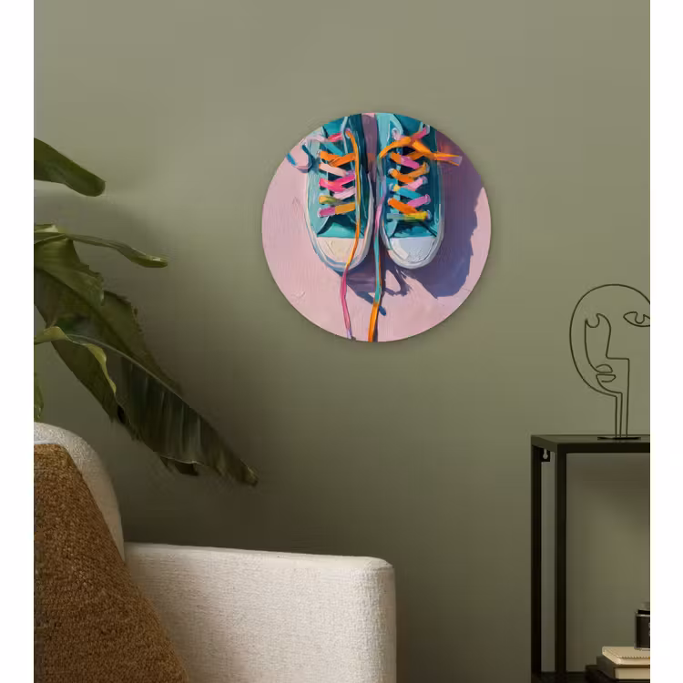 Wandcirkel - Glas - Sneakers - Veters - Kleurrijk - Schaduw — 3