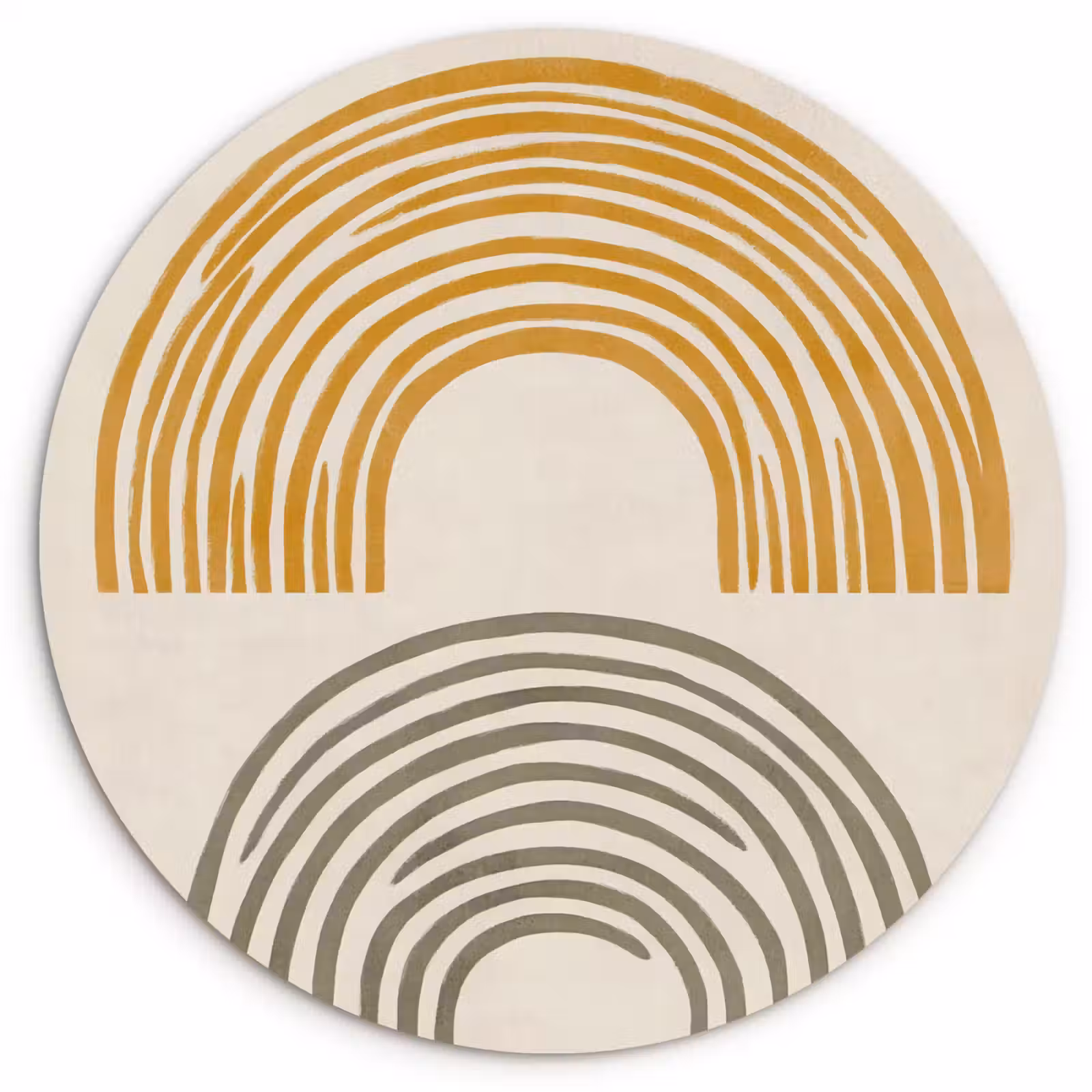 Wandcirkel - Glas - Bogen - Lijnen - Oranje - Minimalistisch — 1