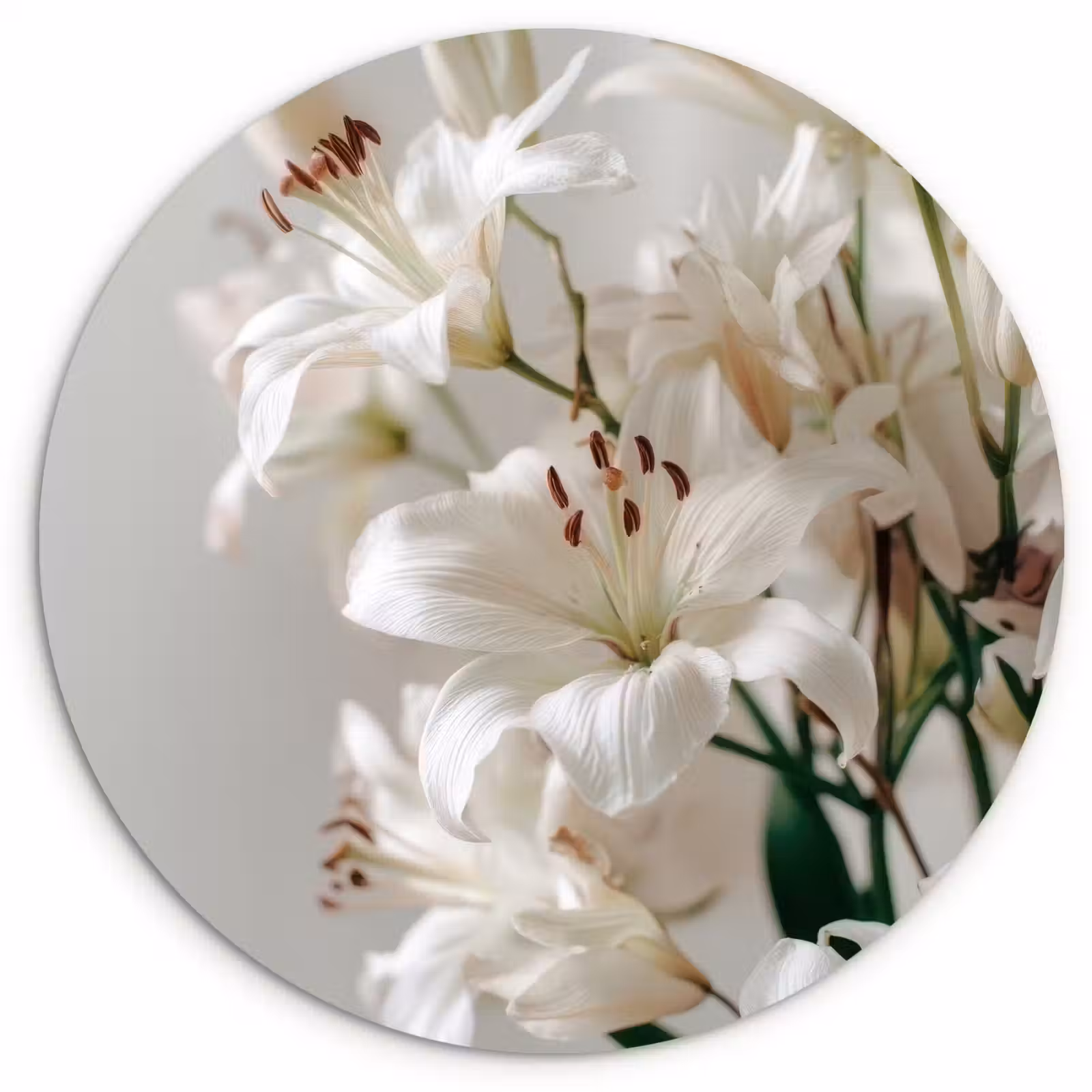 Wandcirkel - Glas - Lelies - Boekte - Wit - Meeldraden — 1