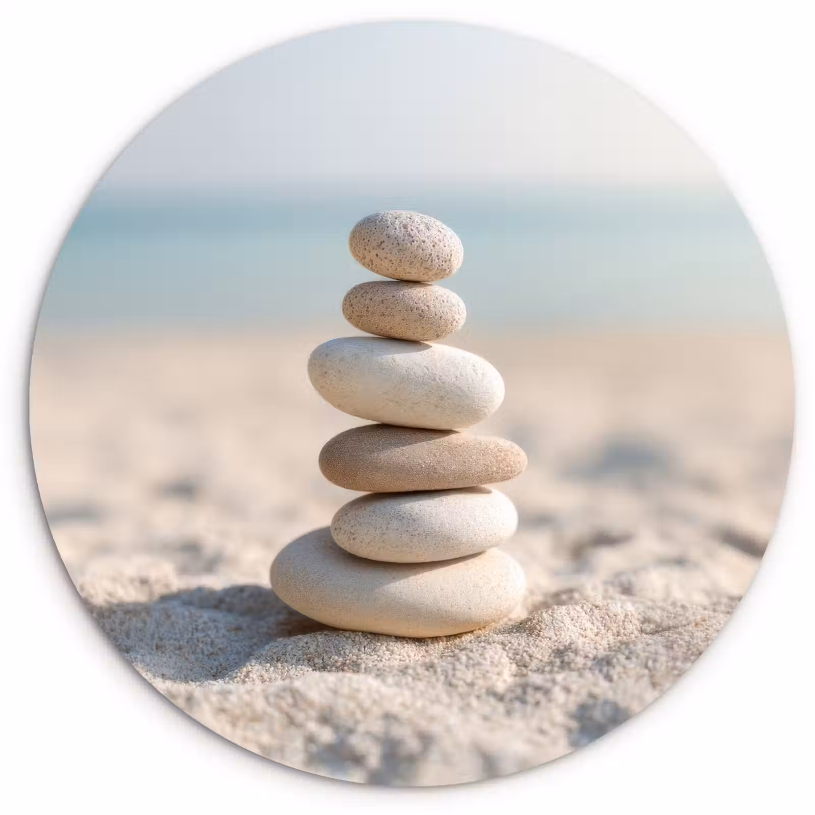 Wandcirkel - Glas - Stenen - Stapel - Zand - Zee — 1
