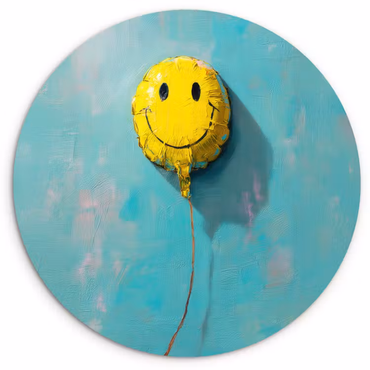 Wandcirkel - Glas - Ballon - Geel - Smiley — 1