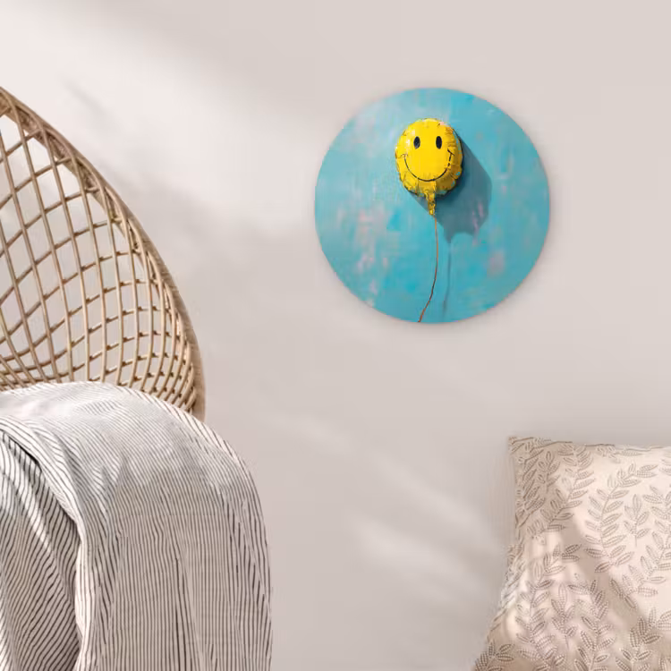Wandcirkel - Glas - Ballon - Geel - Smiley — 5