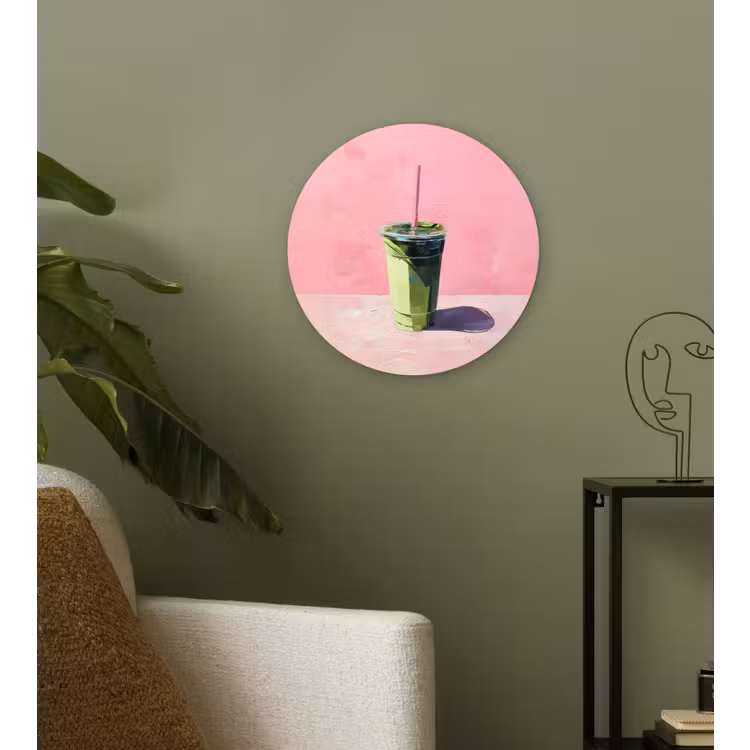 Wandcirkel - Glas - Beker - Rietje - Minimalistisch - Groen — 3