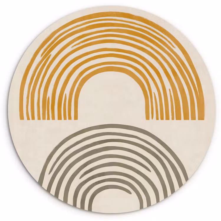 Wandcirkel - Glas - Bogen - Lijnen - Oranje - Minimalistisch — 1