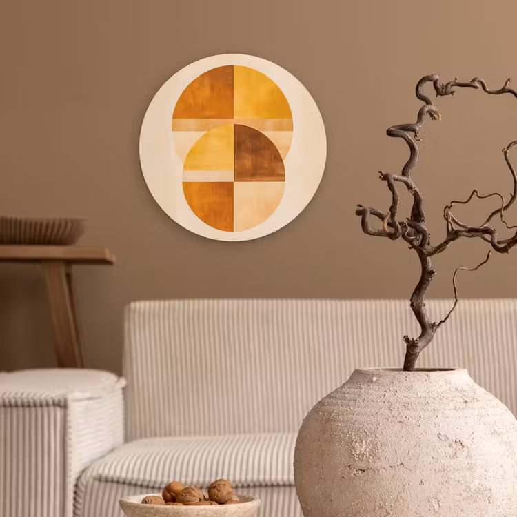 Wandcirkel - Glas - Cirkels - Geel - Minimalistisch — 2