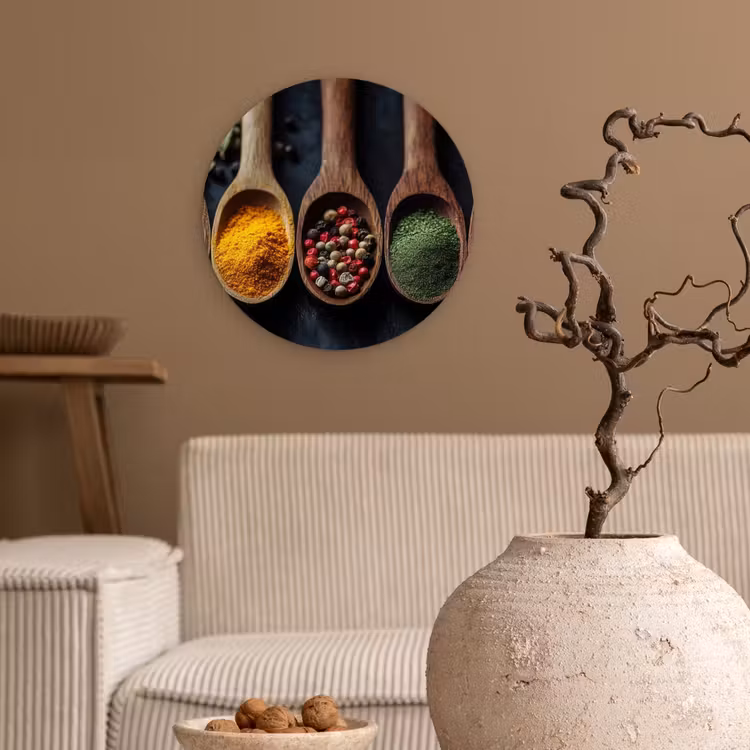 Wandcirkel - Glas - Houten - Lepels - Specerijen - Kruiden — 2