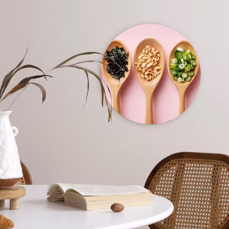 Wandcirkel - Glas - Ingrediënten - Lepels - Hout - Roze — 4