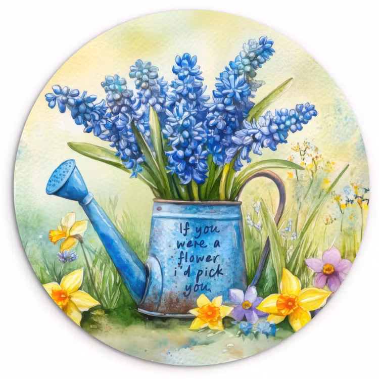 Wandcirkel - Glas - Lavendelbloemen - Quote - Gieter — 1